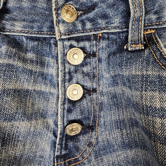 Abercrombie & Fitch Distressed Jean Denim Shorts Low Rise Button Fly Blue Size 8 - Picture 3 of 13